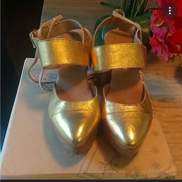 Free People Monaco gold Leather clogs - Picture 2 of 6